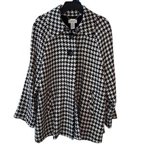 Carmen Marc Valvo Houndstooth Cape Coat Women's XL Black White Oversized